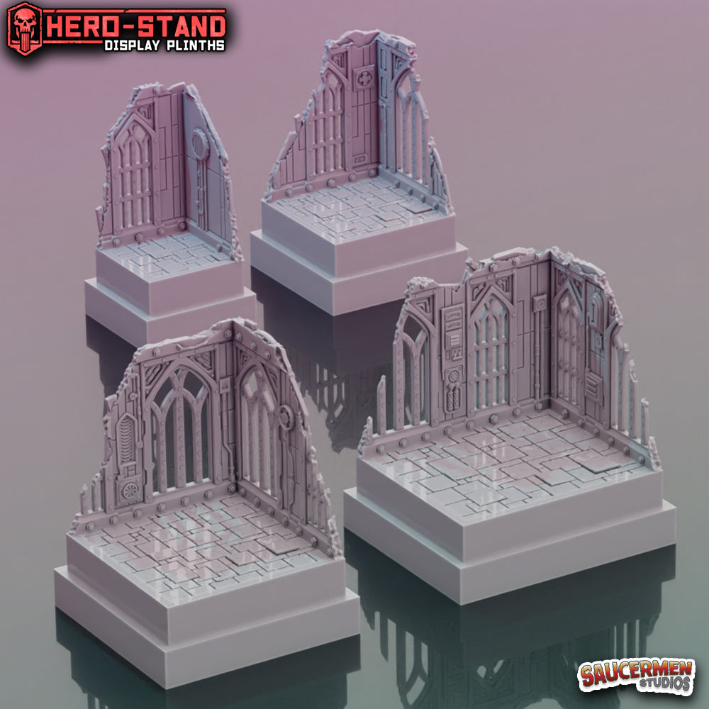 Modular display plinths and diorams for miniatures and wargame squads | Gothic Ruins (Square)