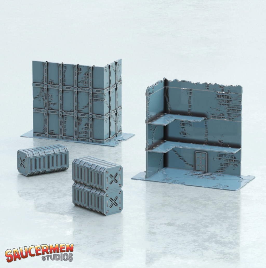 40K Tournament Terrain – Fractured Concrete Buildings- 34 piece set