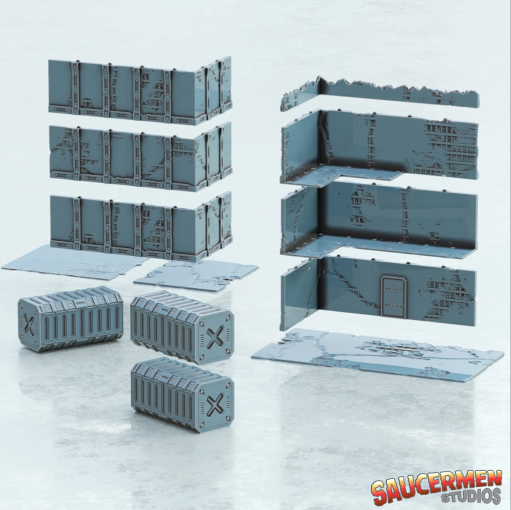 40K Tournament Terrain – Fractured Concrete Buildings- 34 piece set