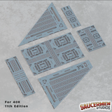 40K 11th Edition Terrain Footprint Templates bases/templates IndustrialTheme - Set of 16