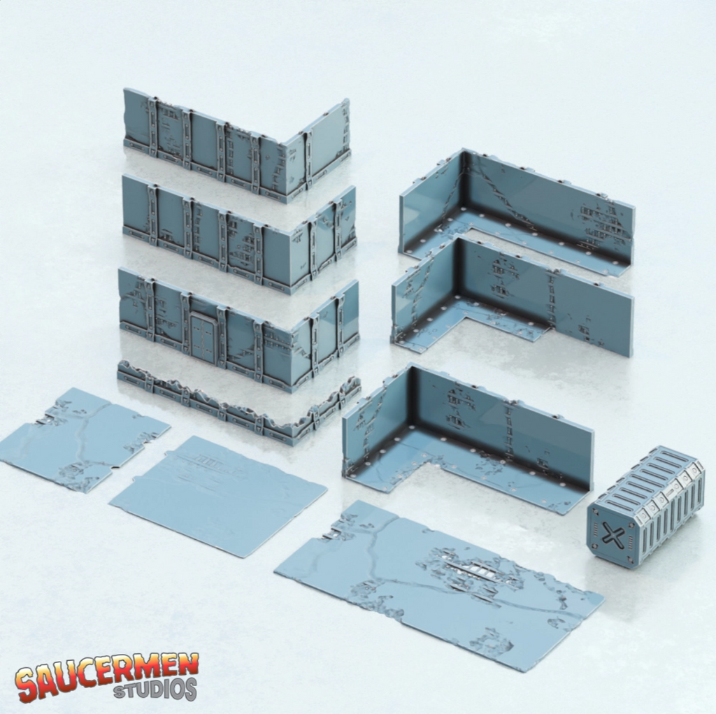 40K Tournament Terrain – Fractured Concrete Buildings- 34 piece set