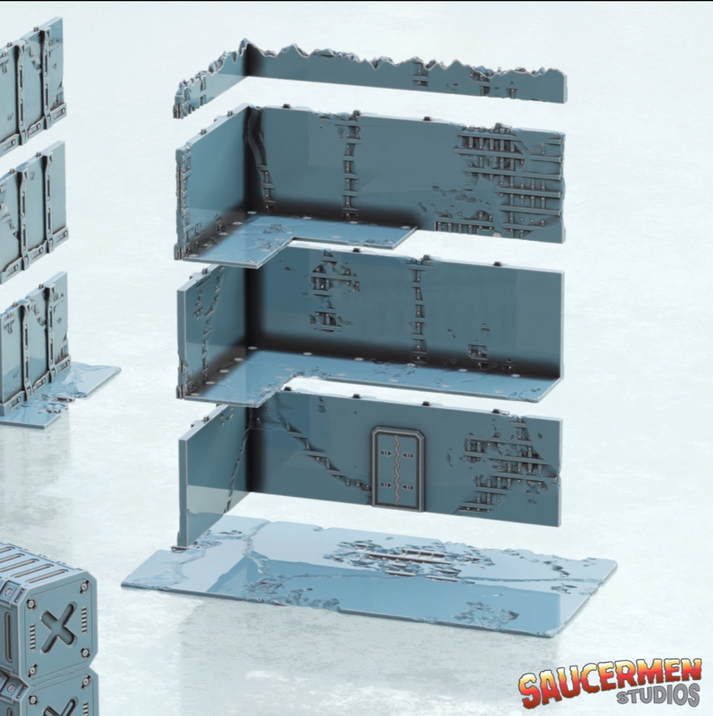 40K Tournament Terrain – Fractured Concrete Buildings- 34 piece set