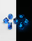 RPG DICE SET - GLOW IN THE DARK - MIDNIGHT SAPHYR