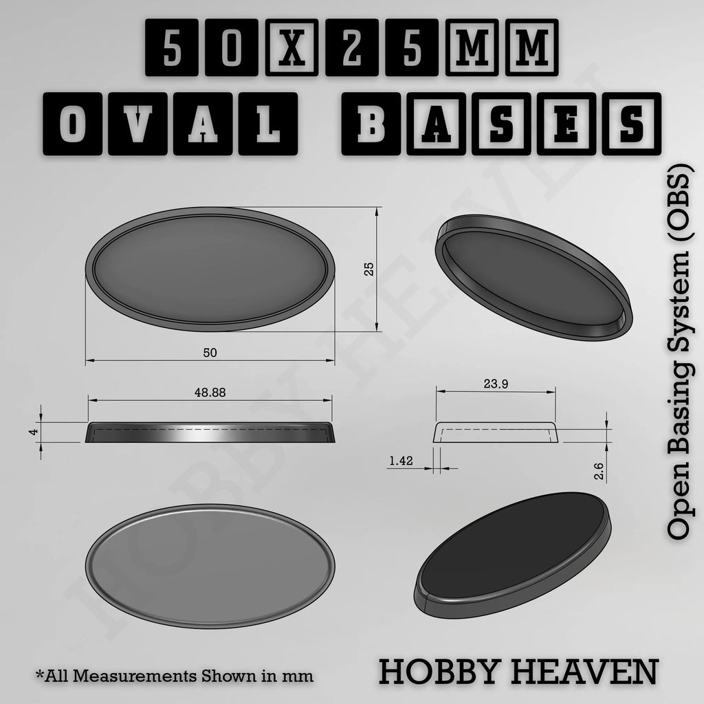 50x25mm Oval Textured Bases