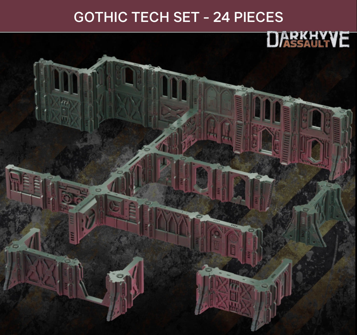 DarkHyve Assault - Modular sci-fi terrain | Gothic Tech Set - 24 pieces