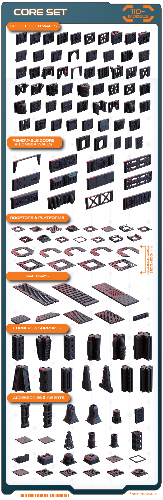 Zectonium Prison Mines - Modular sci-fi terrain | Complete Core Set - 110+ pieces