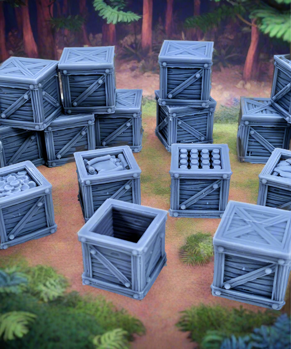 Wooden Crates - Scatter Terrain Fantasy D&D Dungeons and Dragons - Wargaming Scenery