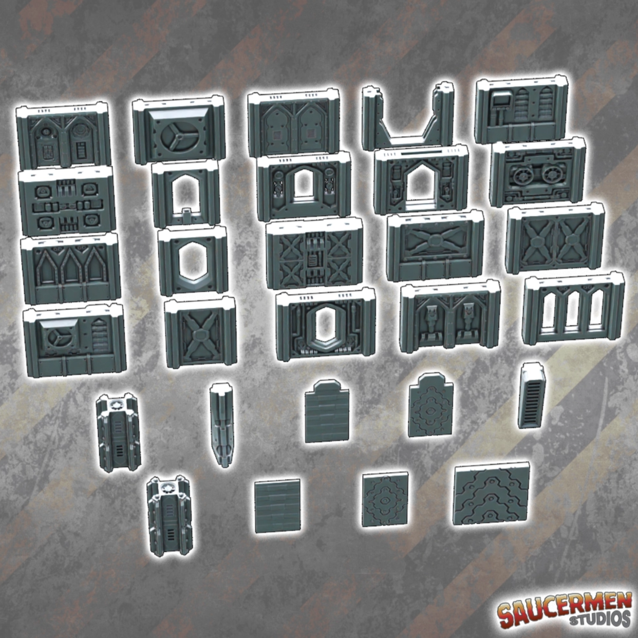 DarkHyve Assault - Modular sci-fi terrain | Gothic Tech Set - 24 pieces