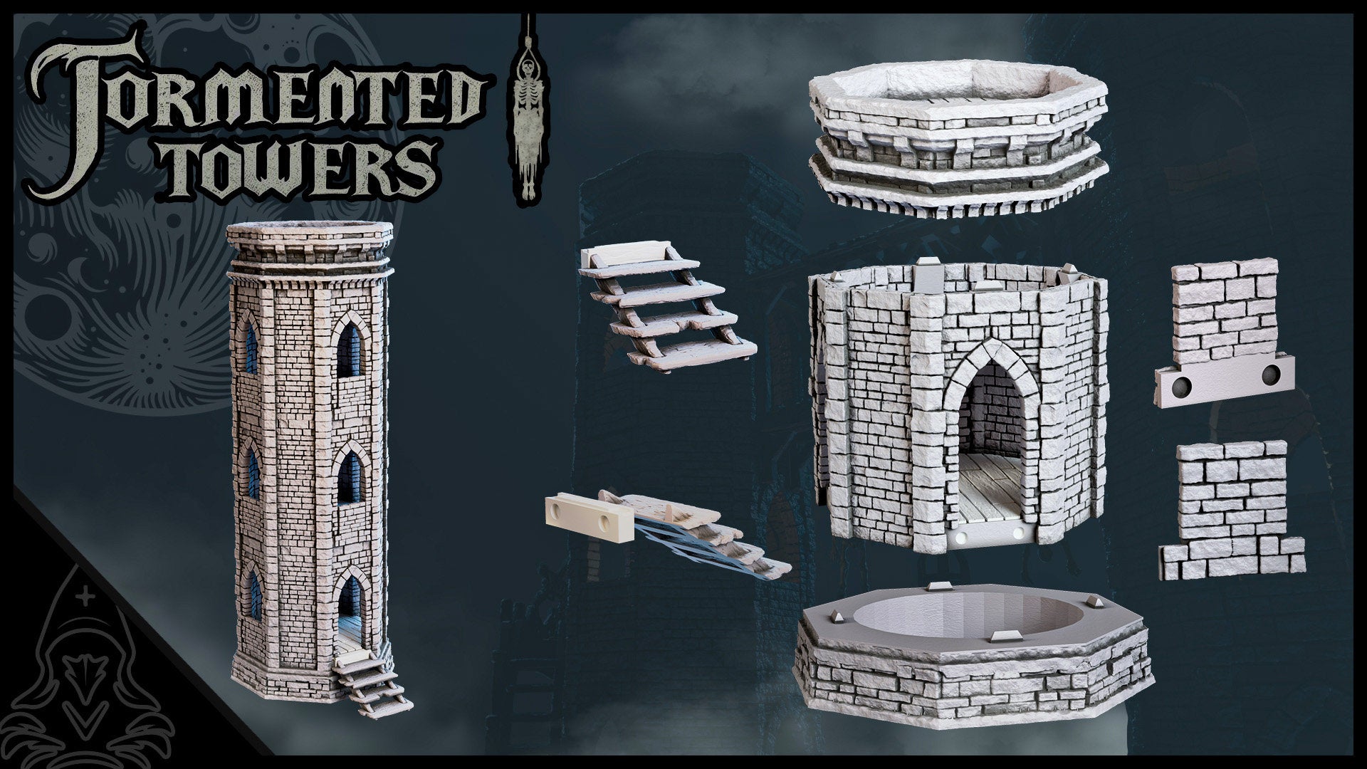 Tormented Towers 3D printed Tabletop Terrain (Modular)