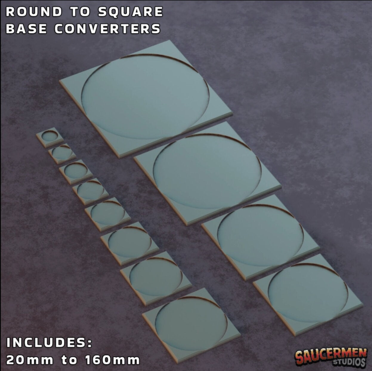 Warhammer The Old World Bases - Round to Square Base Converter - High Quality