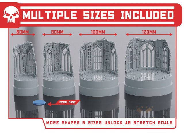 Modular display plinths and diorams for miniatures and wargame squads | Gothic Ruins (Round)