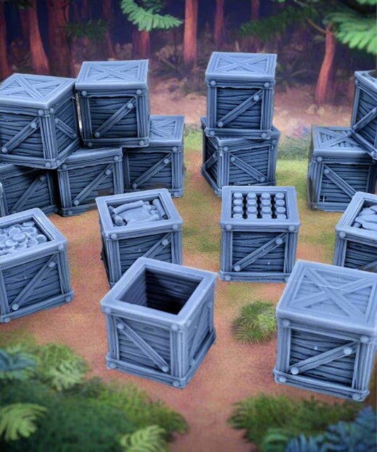 Wooden Crates Set - Scatter Terrain Fantasy D&D Dungeons and Dragons - Wargaming Scenery