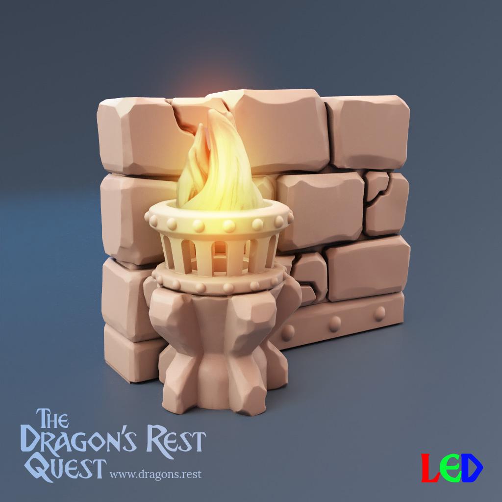 Hero Quest Fantasy Game Board - Addon | Flickering Brazier Wall