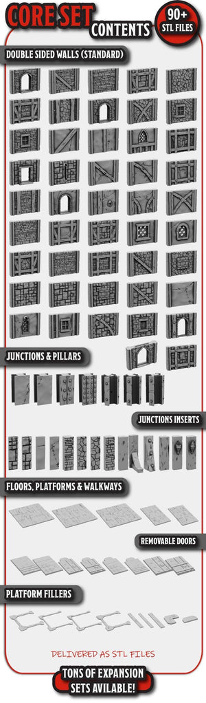 DarkMyth Village Core Set – Modular Fantasy Terrain for Wargaming & RPGs, Over 90 Components, Customizable Towns, Castles, Battlefields