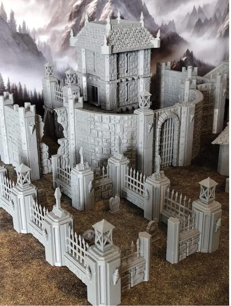 DarkMyth Village Core Set – Modular Fantasy Terrain for Wargaming & RPGs, Over 90 Components, Customizable Towns, Castles, Battlefields