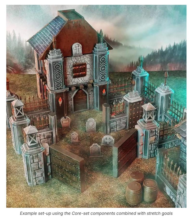 DarkMyth Village Core Set – Modular Fantasy Terrain for Wargaming & RPGs, Over 90 Components, Customizable Towns, Castles, Battlefields
