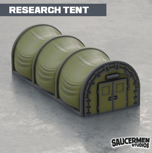 Research Tent for Wargaming | 28–32 mm Miniatures | Tabletop Sci-Fi Terrain | Field Research Shelter | Diorama Accessory | PLA Model