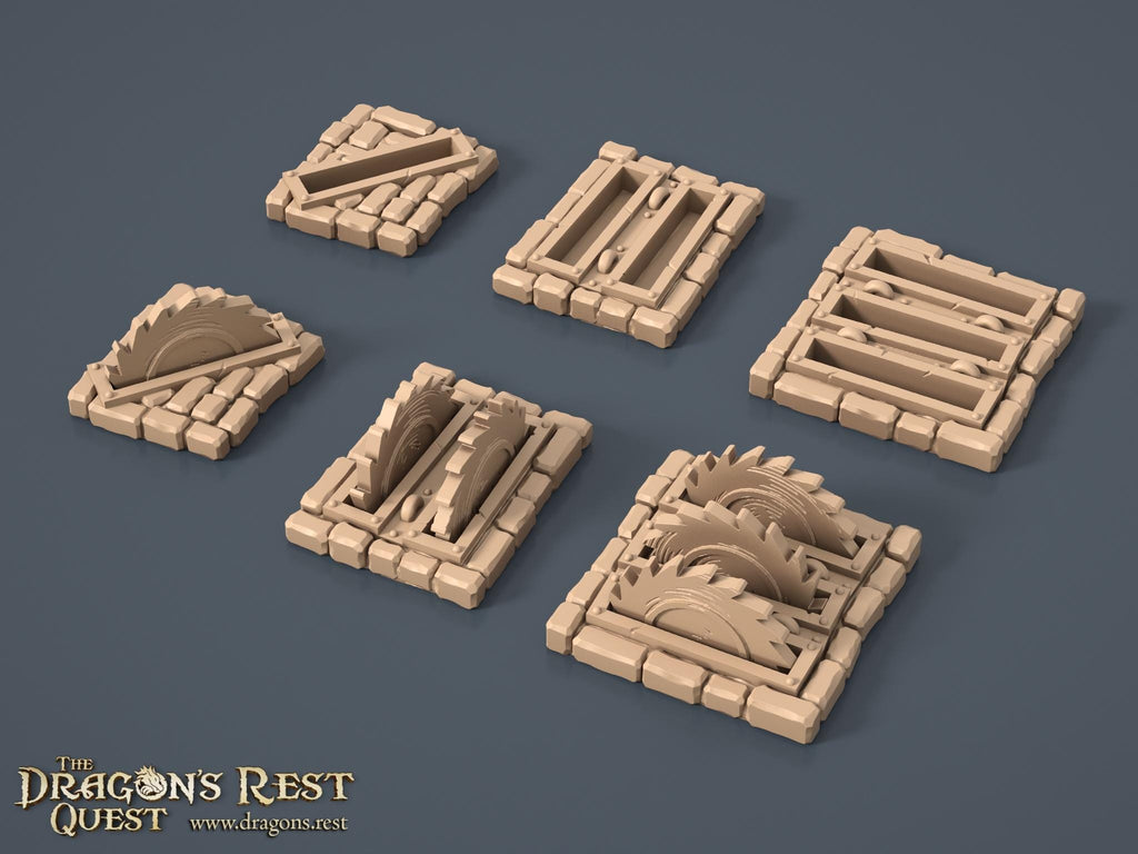 HeroQuest Trap Set: Tabletop RPG Scatter Terrain - Spike, Fire, and More