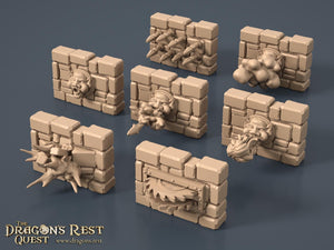 HeroQuest Trap Set: Tabletop RPG Scatter Terrain - Spike, Fire, and More