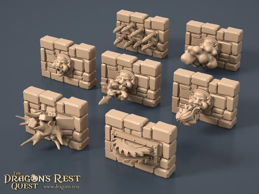HeroQuest Trap Set: Tabletop RPG Scatter Terrain - Spike, Fire, and More