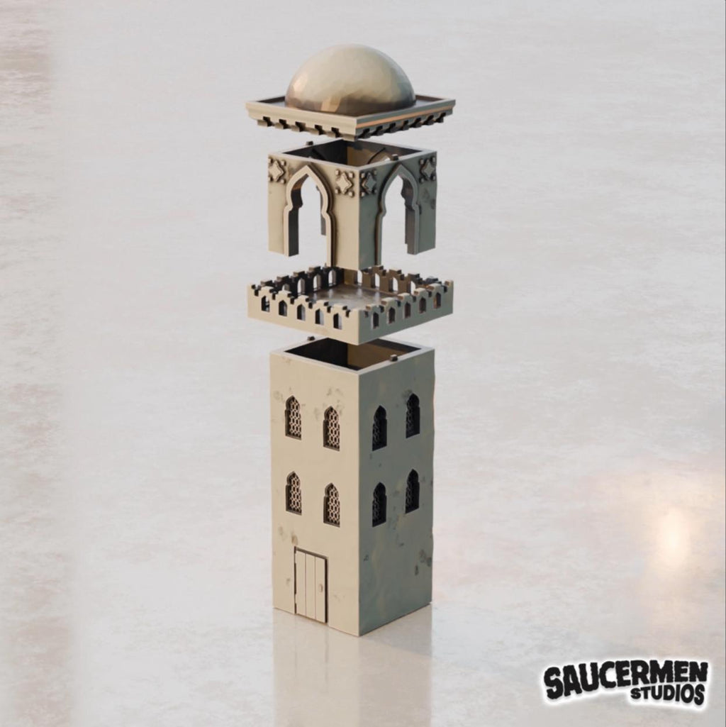 Middle Eastern Buildings Scaled for Wargaming | Modular Terrain Set with Arched Doorways & Rooftop Terraces for Tabletop Gaming