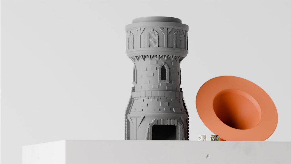 Medieval Dice Tower: Gothic Stonework, Removable Roof, RPG Gaming