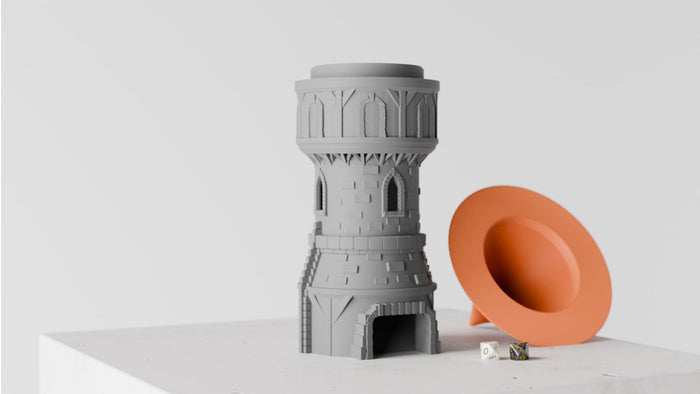 Medieval Dice Tower: Gothic Stonework, Removable Roof, RPG Gaming