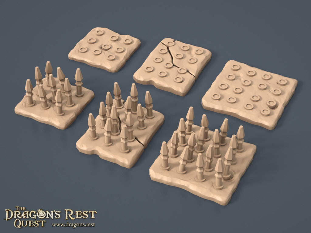 HeroQuest Trap Set: Tabletop RPG Scatter Terrain - Spike, Fire, and More