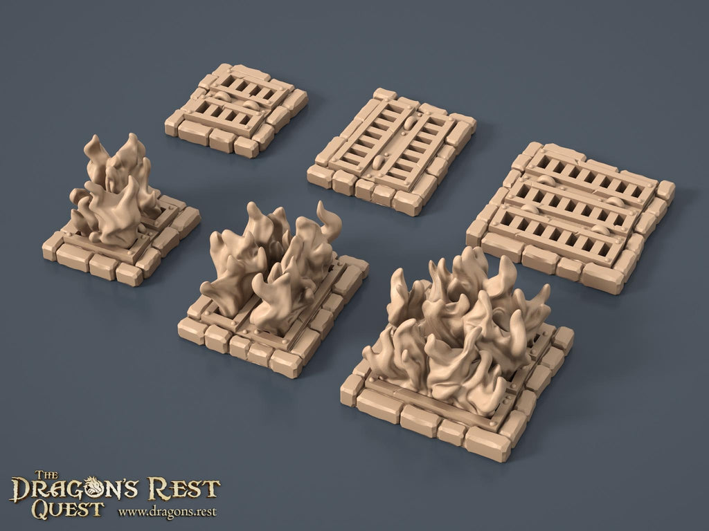 HeroQuest Trap Set: Tabletop RPG Scatter Terrain - Spike, Fire, and More
